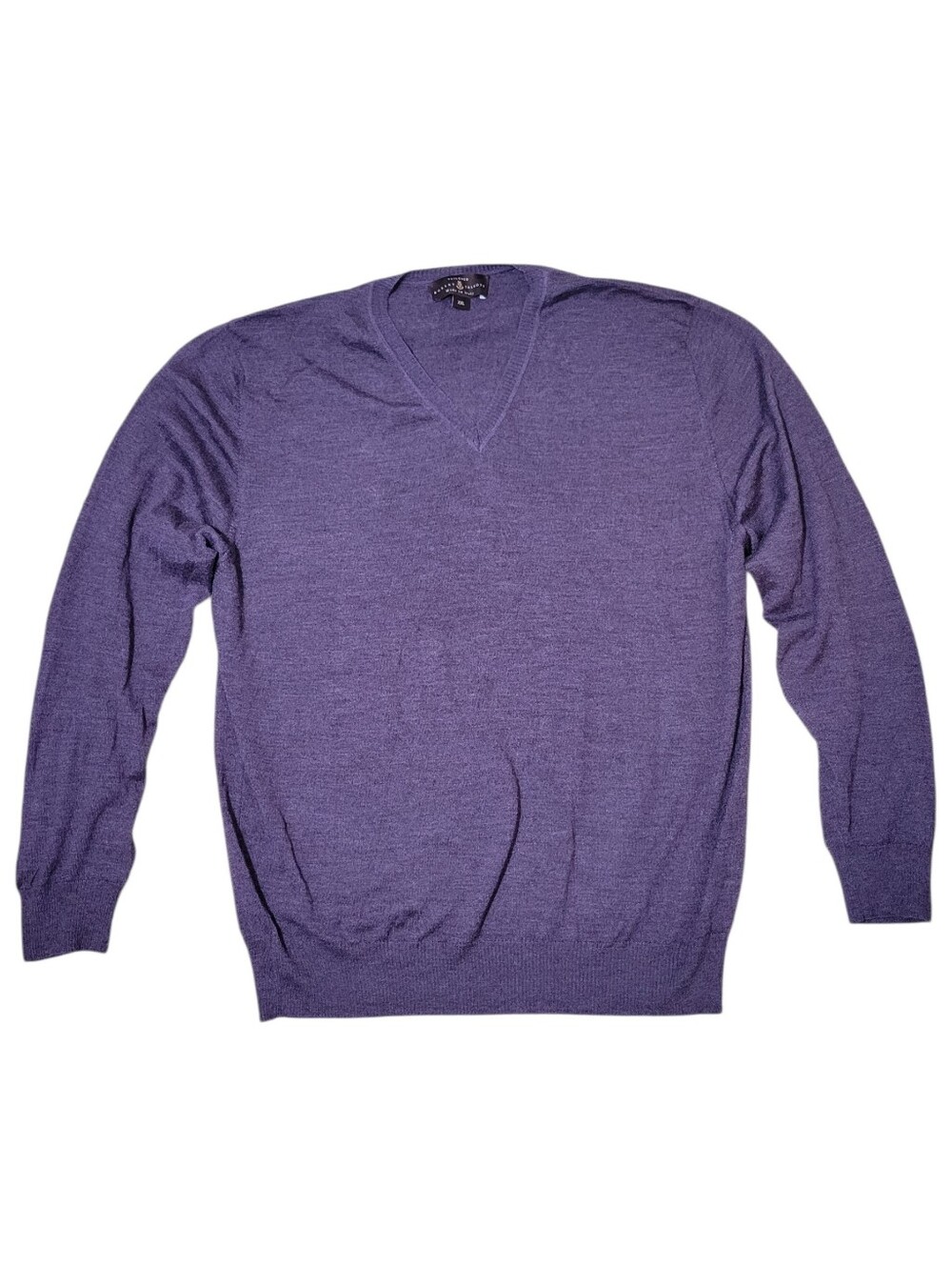 Robert Talbott Merino Wool & Silk Eggplant Purple V Neck Sweater Men's XXL